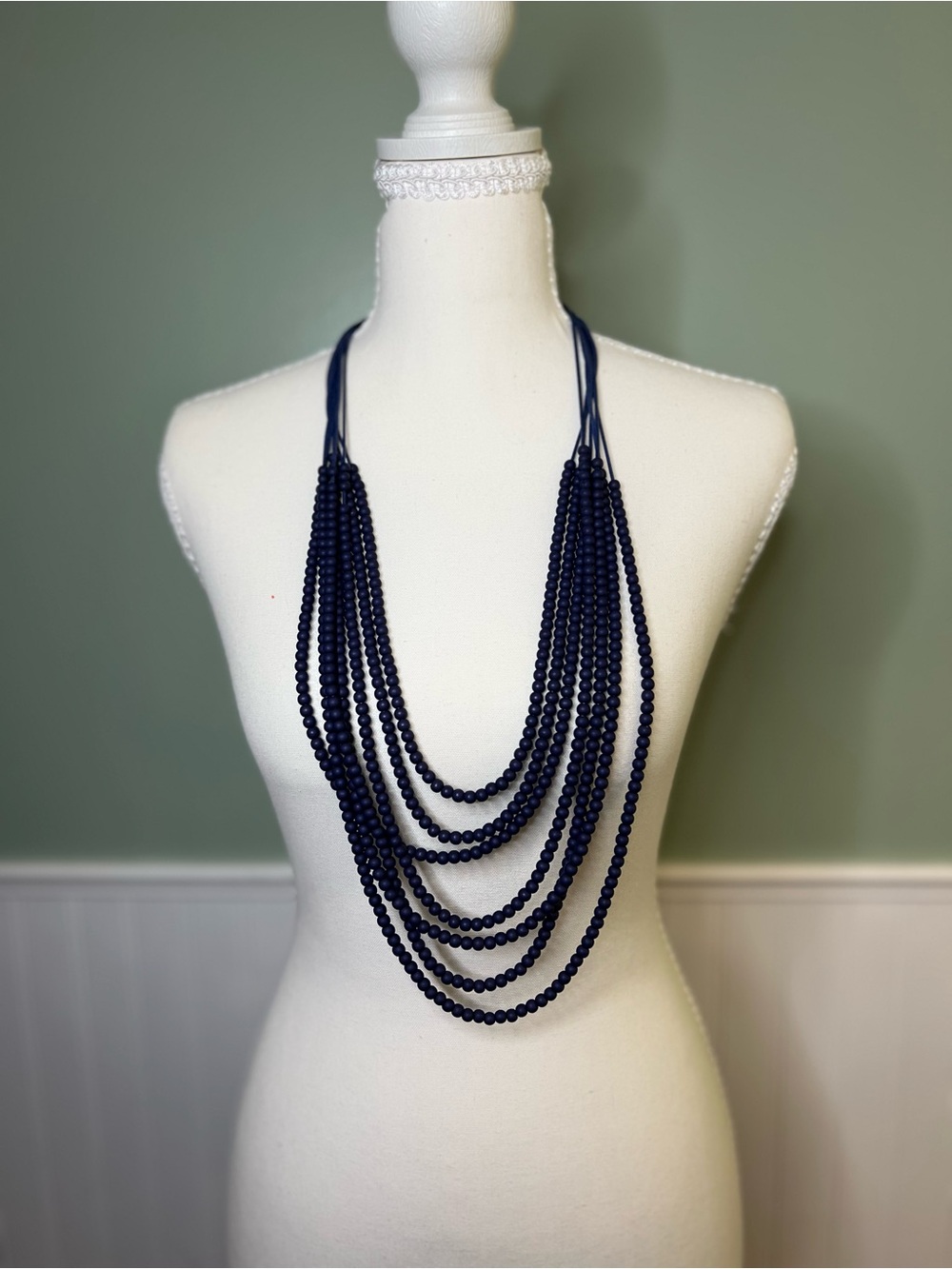 Lightweight Layered Navy Beaded Multi-Strand Necklace - Women Jewelry